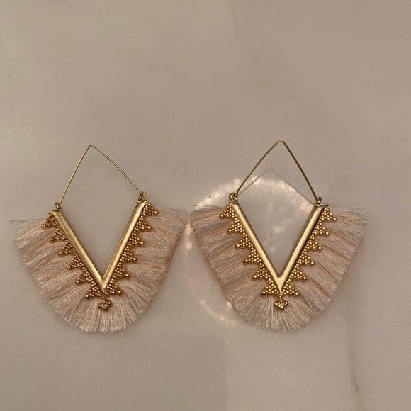 Francesca's Collections Jewelry - BNWT cream tassel earrings with gold hardware